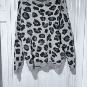 Gray Leopard Print Sweater